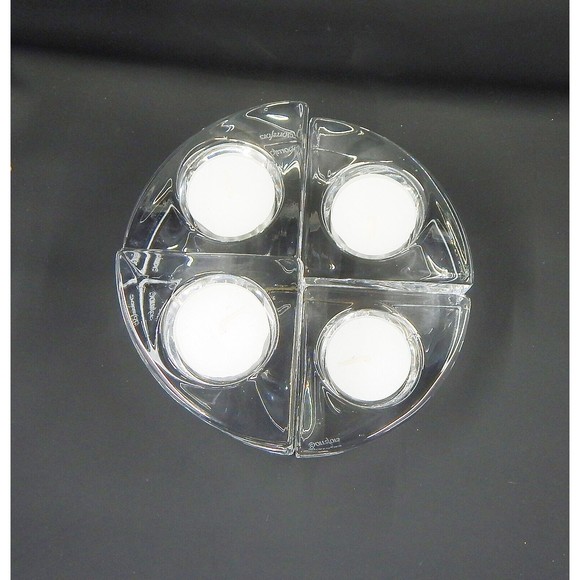 Orrefors Sweden Quartet Crystal Votive Candle Holders by Helene Krantz Set of 4 - Picture 5 of 10